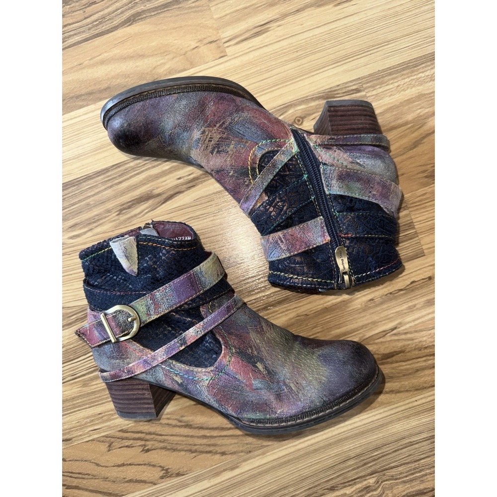 L'Artiste by Spring Step Shazzam Leather Ankle Boots Womens 38 US 7 7.5